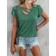 Solid Color Loose Short Sleeves V-neck T-Shirts Tops