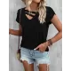 Solid Color Loose Short Sleeves V-neck T-Shirts Tops