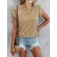 Solid Color Loose Short Sleeves V-neck T-Shirts Tops