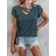 Solid Color Loose Short Sleeves V-neck T-Shirts Tops