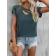 Solid Color Loose Short Sleeves V-neck T-Shirts Tops