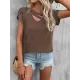 Solid Color Loose Short Sleeves V-neck T-Shirts Tops