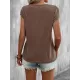 Solid Color Loose Short Sleeves V-neck T-Shirts Tops