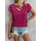 Solid Color Loose Short Sleeves V-neck T-Shirts Tops