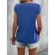 Solid Color Loose Short Sleeves V-neck T-Shirts Tops