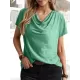 Solid Color Loose Short Sleeves U-Neck T-Shirts Tops