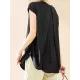 Back Pleated Solid Color Loose Short Sleeves Round-Neck T-Shirts Tops