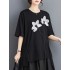 Contrast Color Half Sleeves Irregularity Round-Neck T-Shirts Tops