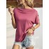 Solid Color Short Sleeves Boat Neck T-Shirts Tops