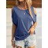 Hollow Solid Color Loose Short Sleeves Cold Shoulder T-Shirts Tops