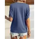 Hollow Solid Color Loose Short Sleeves Cold Shoulder T-Shirts Tops