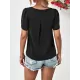 Hollow Solid Color Loose Short Sleeves Round-Neck T-Shirts Tops