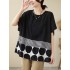 Polka Dot Split-Joint Striped Loose Short Sleeves Round-Neck T-Shirts Tops