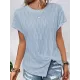 Jacquard Solid Color Split-Front Batwing Sleeves Loose Round-Neck T-Shirts Tops