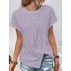 Jacquard Solid Color Split-Front Batwing Sleeves Loose Round-Neck T-Shirts Tops