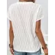 Jacquard Solid Color Split-Front Batwing Sleeves Loose Round-Neck T-Shirts Tops