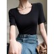 Solid Color Short Sleeves Skinny Round-Neck T-Shirts