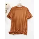 Solid Color Split-Joint Loose Short Sleeves Round-neck T-Shirts Tops