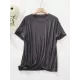 Solid Color Split-Joint Loose Short Sleeves Round-neck T-Shirts Tops