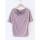 Pleated Solid Color Short Sleeves Heaps Collar T-Shirts Tops