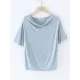 Pleated Solid Color Short Sleeves Heaps Collar T-Shirts Tops