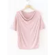 Pleated Solid Color Short Sleeves Heaps Collar T-Shirts Tops