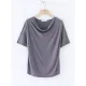 Pleated Solid Color Short Sleeves Heaps Collar T-Shirts Tops