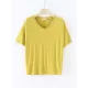 Solid Color Split-Joint Loose Short Sleeves V-neck T-Shirts Tops