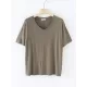 Solid Color Split-Joint Loose Short Sleeves V-neck T-Shirts Tops