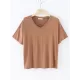 Solid Color Split-Joint Loose Short Sleeves V-neck T-Shirts Tops