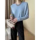 Solid Color Split-Joint Long Sleeves Round-Neck T-Shirts Tops