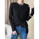 Asymmetric Bowknot Solid Color Long Sleeves Round-Neck T-Shirts Tops