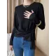 Asymmetric Bowknot Solid Color Long Sleeves Round-Neck T-Shirts Tops