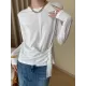 Asymmetric Bowknot Solid Color Long Sleeves Round-Neck T-Shirts Tops