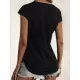 Hollow Solid Color Zipper Short Sleeves Round-Neck T-Shirts Tops