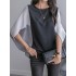 Contrast Color Split-Joint Batwing Sleeves Loose Round-Neck T-Shirts Tops