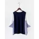 Contrast Color Split-Joint Batwing Sleeves Loose Round-Neck T-Shirts Tops