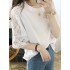 Hollow Solid Color Split-Joint Half Sleeves Loose Round-Neck T-Shirts Tops