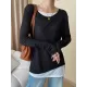 Asymmetric Split-Joint False Two Long Sleeves Round-Neck T-Shirts Tops