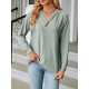 Split-Joint Long Sleeves Loose V-Neck T-Shirts