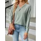 Split-Joint Long Sleeves Loose V-Neck T-Shirts