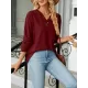 Split-Joint Long Sleeves Loose V-Neck T-Shirts