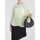 Pleated Solid Color Batwing Sleeves Loose Round-Neck T-Shirts Tops