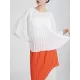 Pleated Solid Color Batwing Sleeves Loose Round-Neck T-Shirts Tops