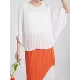 Pleated Solid Color Batwing Sleeves Loose Round-Neck T-Shirts Tops