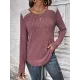 Hollow Split-Joint Long Sleeves Plus Size Round-Neck T-Shirts Tops