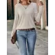 Hollow Split-Joint Long Sleeves Plus Size Round-Neck T-Shirts Tops