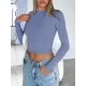 Solid Color Long Sleeves Skinny Round-Neck T-Shirts