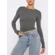 Solid Color Long Sleeves Skinny Round-Neck T-Shirts