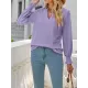 Elasticity Hollow Solid Color Long Sleeves Loose V-neck T-Shirts Tops